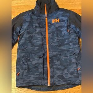 Helly Hansen Navy Camo Jacket with Bright Orange Details size 16